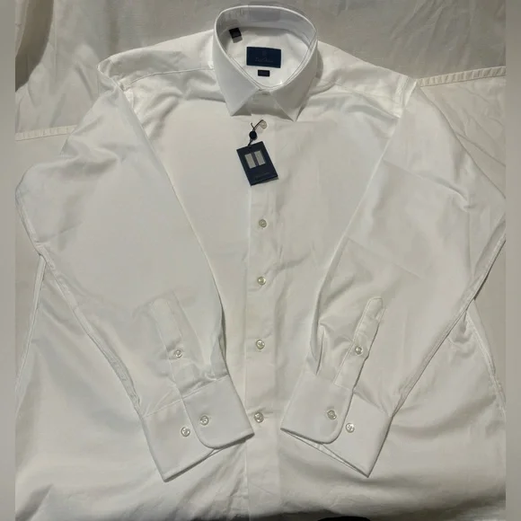 David Donahue White Dress Shirt. 34/35 Sleeves. 17.5 Neck. Trim Fit. - Picture 3 of 12